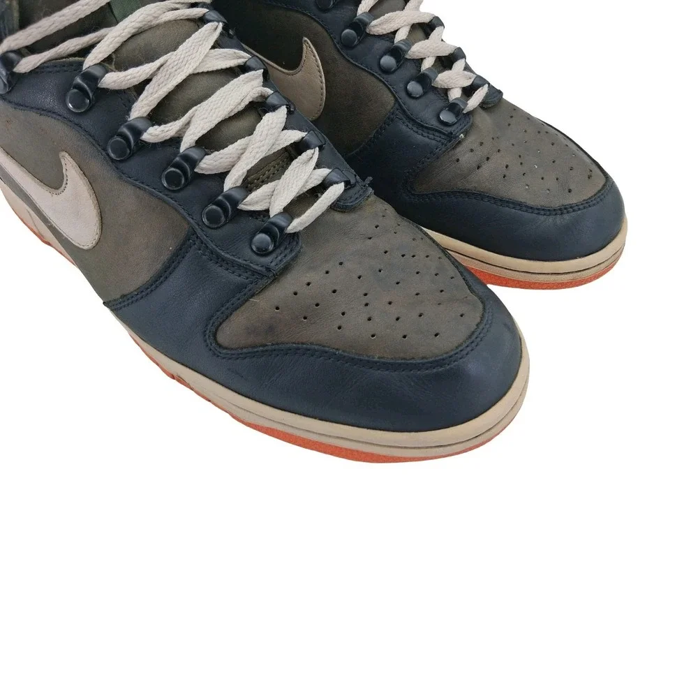 Nike Dunk High Shoes Mens 12 Dark Green Black Plaid Leather Sneakers 314345-321